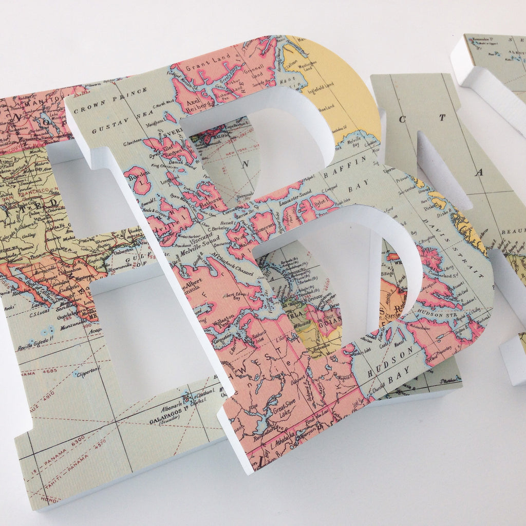 World Map Letter Set - Travel Nursery Décor for Boys & Girls- LetterLuxe