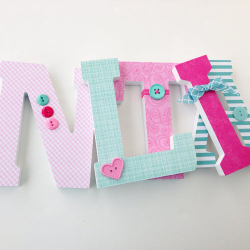 Teal & Pink Letter Set - Baby Girl Nursery Decor - LetterLuxe