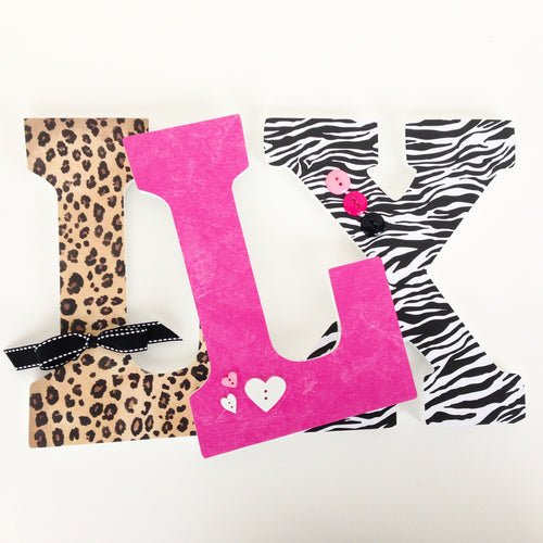 Animal Print Letter Set - Zebra & Leopard Nursery Decor for Girls - LetterLuxe