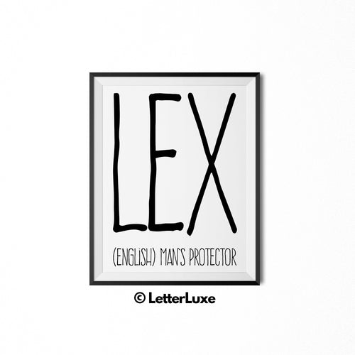 Lex Printable Kids Gift - Personalized Baby Shower Gift - Name Meaning Art - Baby Boy Bedroom Decor