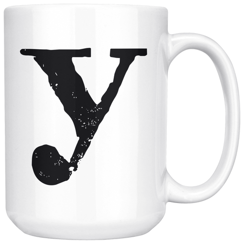 Y Initial Mug - Lower Case Y - 15oz Ceramic Cup - Dad Father's Day Gift Mug - Right-Handed or Left-Handed Mug