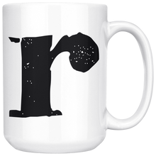 R Initial Mug - Lower Case R - 15oz Ceramic Cup - Granddad Gift Mug - Right-Handed or Left-Handed Mug