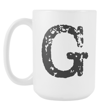 Initial Mug - Letter G - 15oz Ceramic Cup - Boss Gift Mug - Right-Handed or Left-Handed Mug