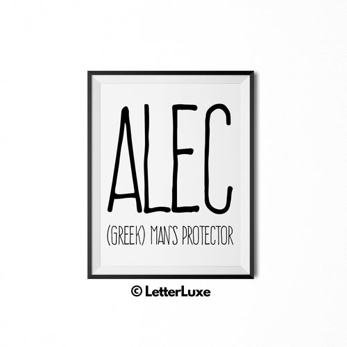 Alec Personalized Bedroom Decor - Birthday Party Decorations - Gift for Dad or Brother