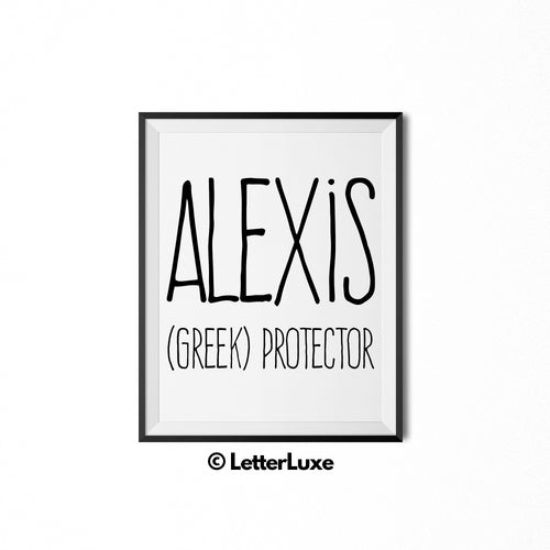 Alexis Name Meaning Wall Art - Printable Bedroom Decor - Cubicle Decoration - Birthday Party Gift