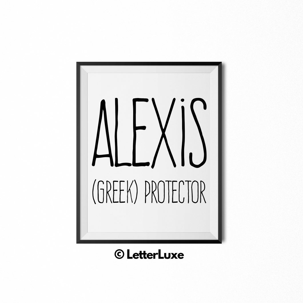 Alexis Name Meaning Wall Art - Printable Bedroom Decor - Cubicle Decoration - Birthday Party Gift