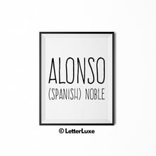Alonso Name Meaning Nursery Decor - Personalized Baby Shower Gift Idea