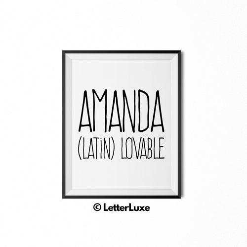 Amanda Name Meaning Art - Romantic Birthday Gift