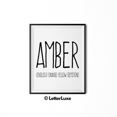 Amber Printable Bedroom Decor - Birthday Gift Idea for Women, Girl, Sister, Daughter, Mom