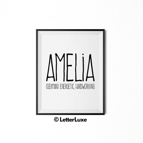 Amelia Personalized Nursery Decor - Baby Shower Decorations for Girls - LetterLuxe
