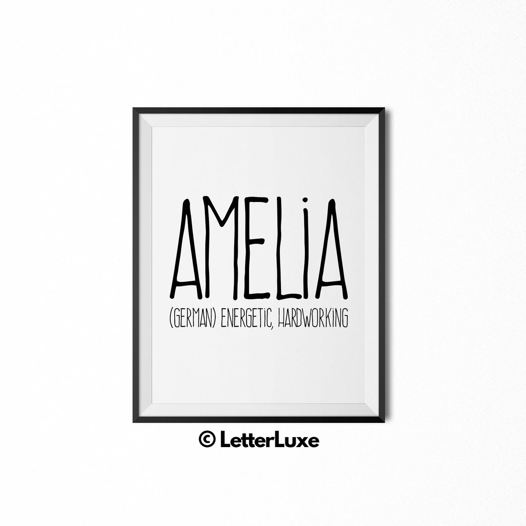 Amelia Personalized Nursery Decor - Baby Shower Decorations for Girls