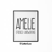 Amelie Printable Bedroom Decor - Birthday Gift Idea for Women, Girl, Sister, Daughter, Mom