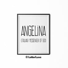 Angelina Name Meaning Art - Printable Baby Shower Gift - Birthday Party Decorations