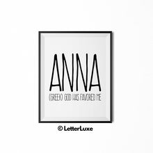Anna Name Meaning Art - Printable Birthday Party Decorations