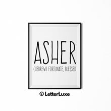 Asher Name Meaning Art - Nursery Decor for Boys