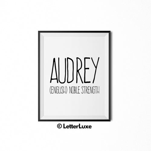 Audrey Name Meaning Wall Decor