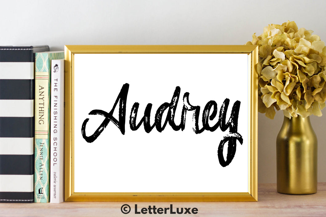 Audrey Name Art - Printable Gallery Wall - Romantic Bedroom Decor - Living Room Printable - Last Minute Gift for Mom or Girlfriend