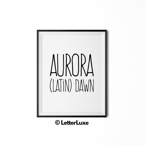 Aurora Name Meaning Wall Hanging - Baby Shower Decoration Idea