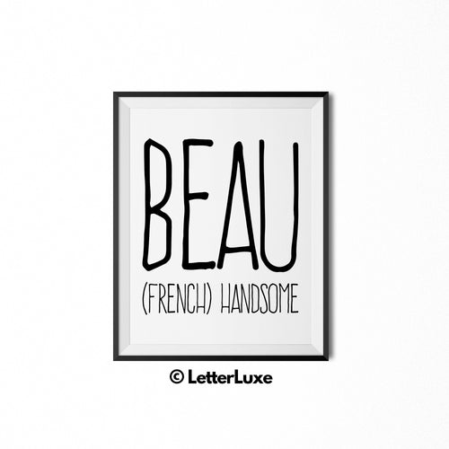 Beau Printable Kids Gift - Baby Shower Gift - LetterLuxe