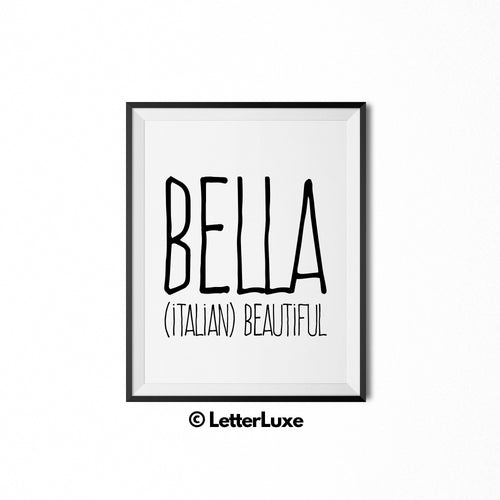 Bella Name Definition Printable Art - LetterLuxe