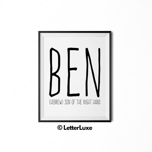 Ben Printable Bedroom Decor - Birthday Party Decoration Ideas - LetterLuxe