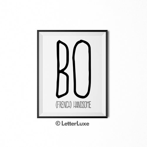 Bo Name Definition - Printable Nursery Wall Art - LetterLuxe