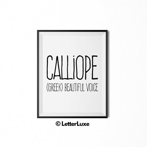 Calliope Name Definition - Printable Nursery Wall Art - LetterLuxe