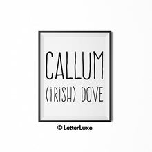 Callum Name Definition - Printable Nursery Wall Art - Baby Shower Gift - Birthday Party Decorations