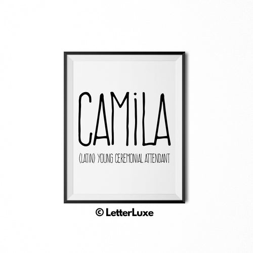 Camila Name Meaning Art - Gallery Wall Decorations - Entryway Family Art