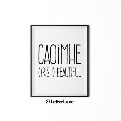 Caoimhe Name Meaning - Nursery Decor - Printable Art