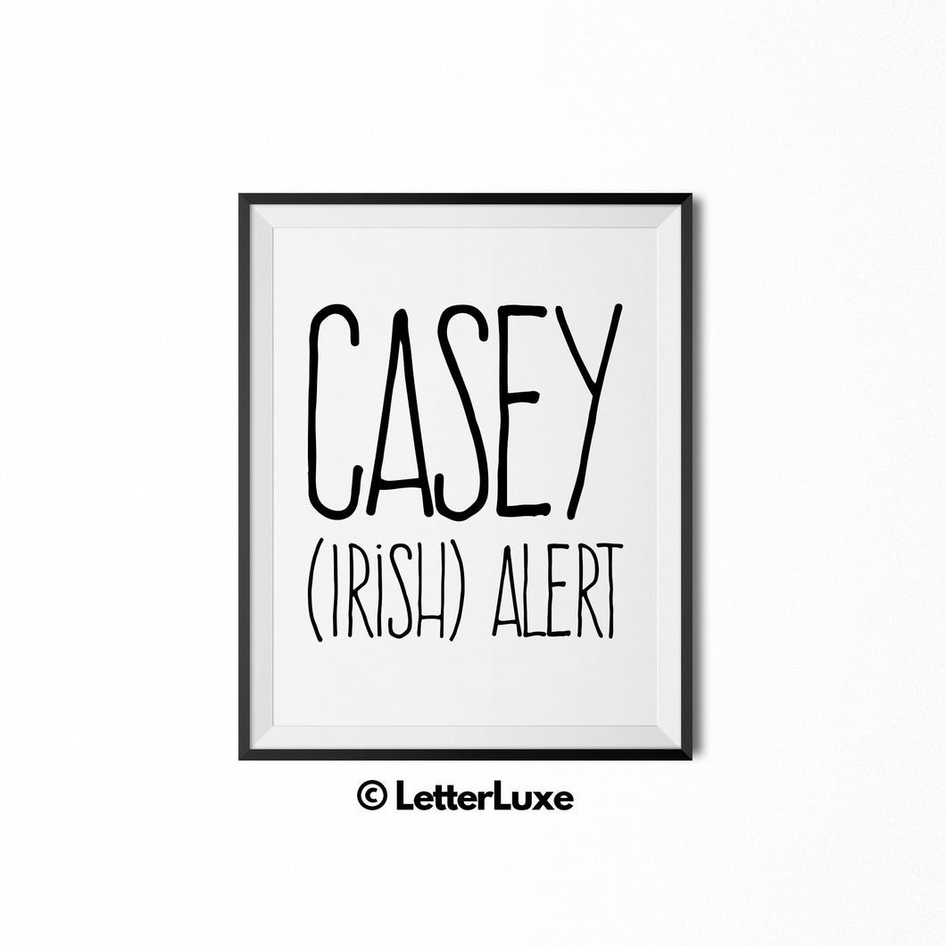 Casey Name Meaning Wall Art - Printable Baby Shower Gift