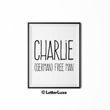 Charlie Name Meaning Art - Printable New Baby Gift