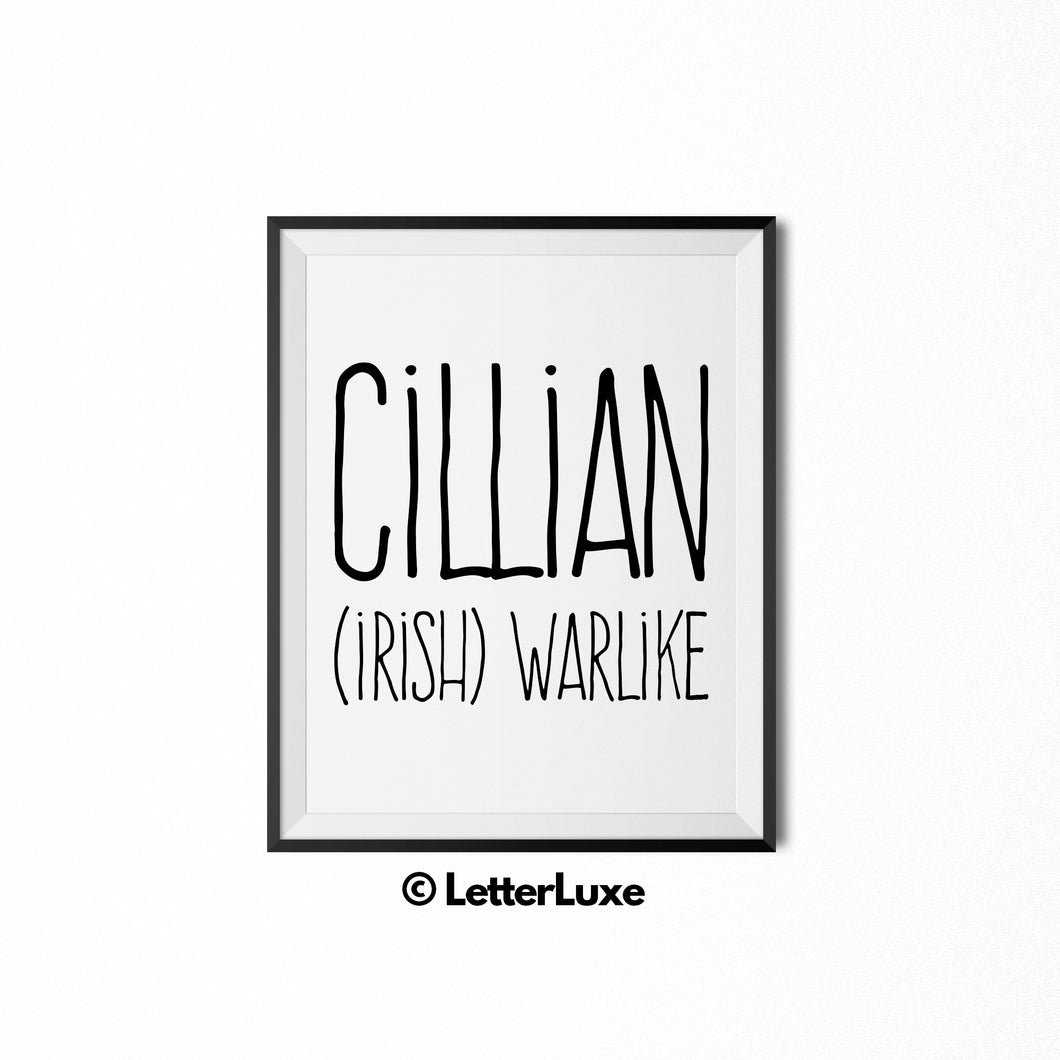 Cillian Name Meaning Bedroom Decor - Birthday Party Decoration Idea
