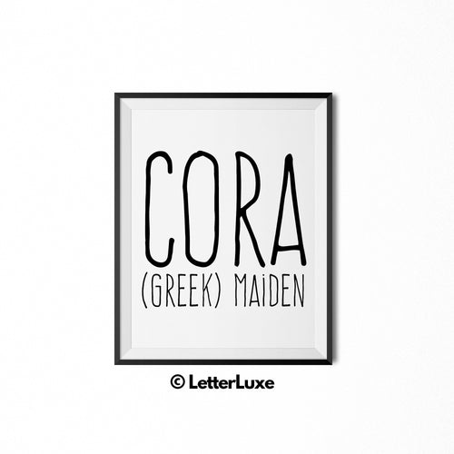 Cora Printable Bedroom Decor - Birthday Party Decoration Idea - LetterLuxe