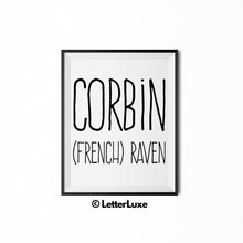 Corbin Name Meaning - Birthday Gift for Nephew, Uncle, Dad, Brother - Instant Download