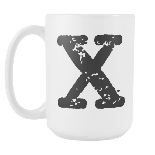 Initial Mug - Letter X - 15oz Ceramic Cup - Nephew Gift Mug - Right-Handed or Left-Handed Mug