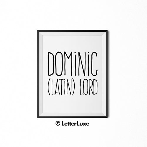 Dominic Printable Kids Decor - Baby Shower Decoration Idea - LetterLuxe
