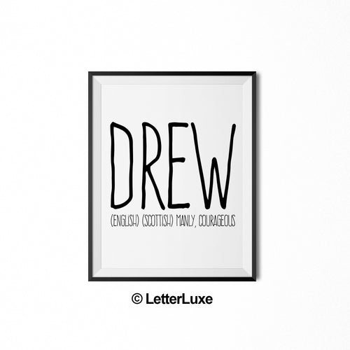 Drew Printable Kids Decor - Baby Shower Decoration Idea - LetterLuxe