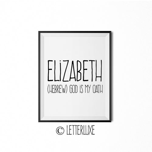 Elizabeth Printable Bedroom Decor - Birthday Gift Idea for Women - LetterLuxe