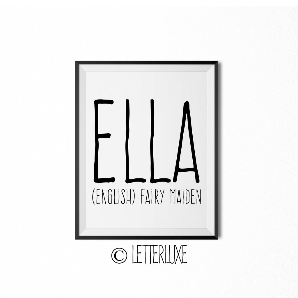 Ella Name Definition Nursery Decor – Digital Print – LetterLuxe