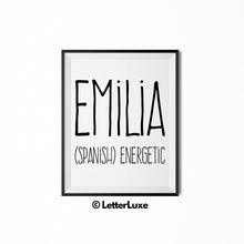 Emilia Name Meaning Art - Gallery Wall Decorations - Entryway Family Art