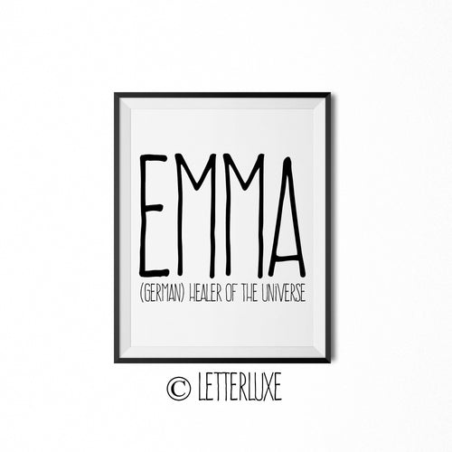 Emma Name Meaning Art - Printable Birthday Party Decorations