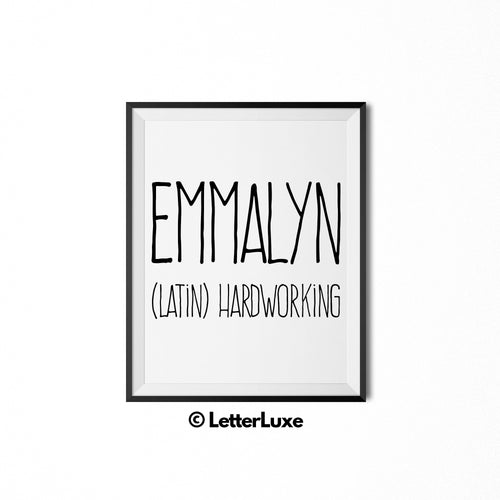 Emmalyn Printable Bedroom Decor - Parental Leave Gift - 1st Birthday Party Decoration Idea