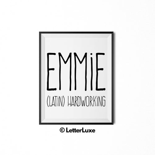 Emmie Printable Bedroom Decor - Parental Leave Gift - 1st Birthday Party Decoration Idea