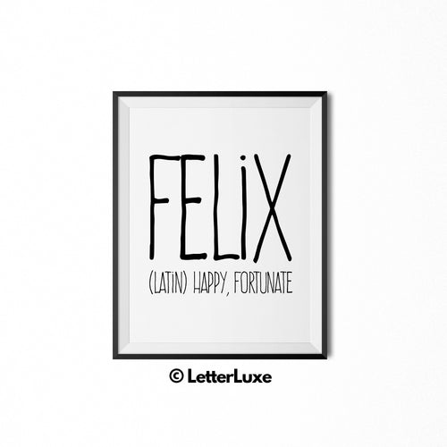 Felix Name Meaning Art - Baby Boy Nursery Decor