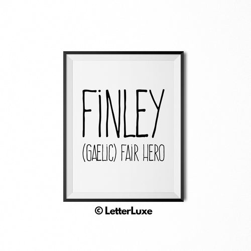 Finley Printable Kids Gift - Name Meaning Wall Decor