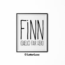 Finn Printable Kids Gift - Name Meaning Wall Decor - Baby Shower Gift Idea