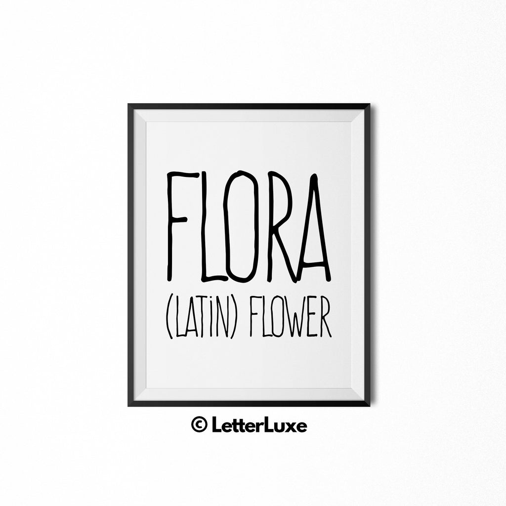 Flora Name Meaning Print - Nursery Decor – LetterLuxe