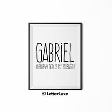Gabriel Printable Kids Gift - Name Meaning Art