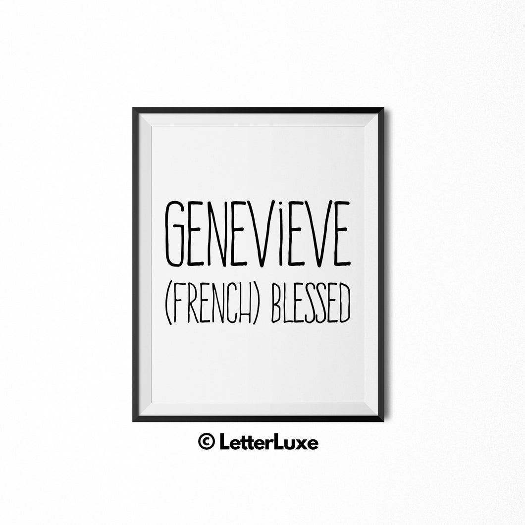Genevieve Name Definition - Typography Wall Decor